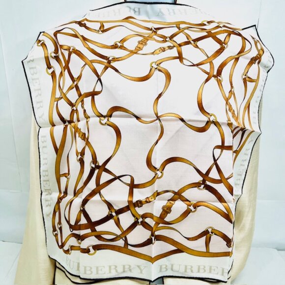 New Tag on Burberry Miniscarf 23" Cotton/Silk Light pink belt nova trim (51) - Picture 5 of 10